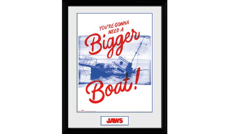 Jaws Bigger Boat Typpographic Framed Print - 30x40cm
