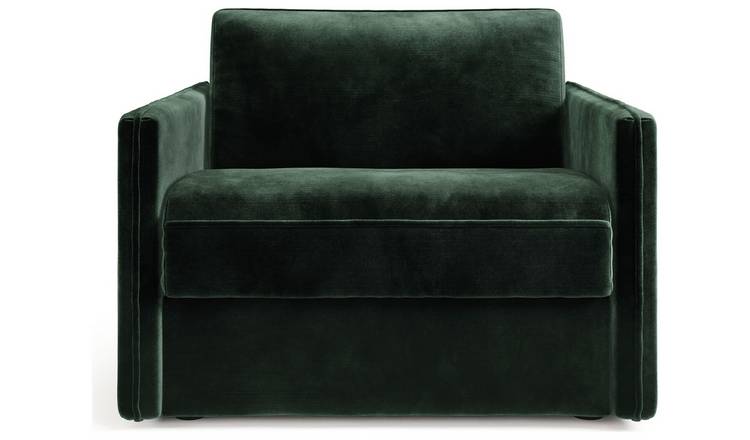 Jay-Be Slim Velvet Cuddle Chair Sofa Bed - Dark Green