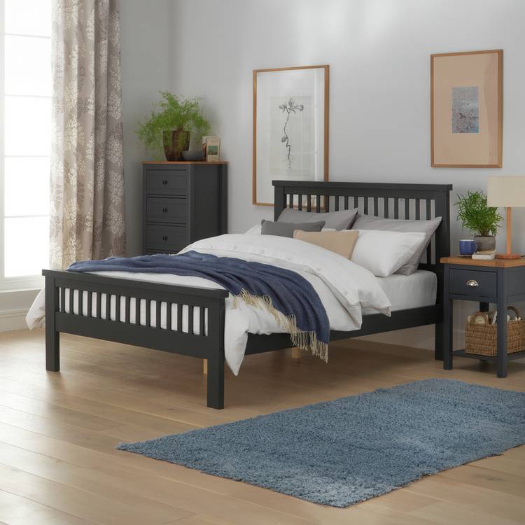 Argos Home Aubrey Kingsize Wooden Bed Frame - Charcoal 0