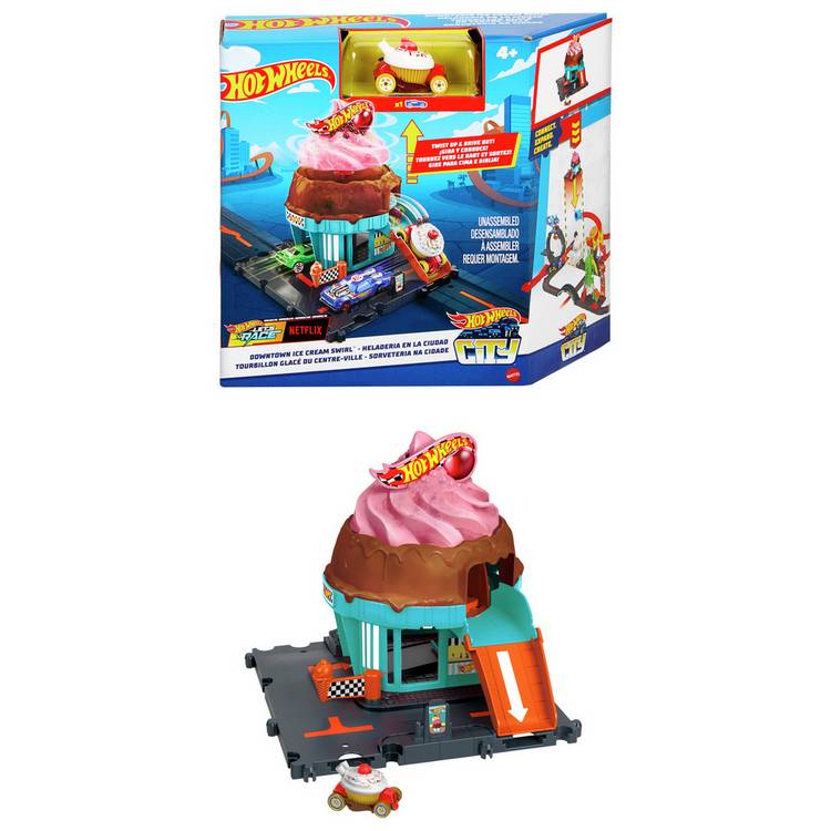 Hot Wheels City Downtown Ice Cream Swirl Vehicle Playset 0