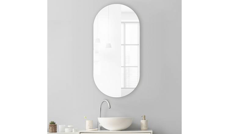 Innova Oval Rimless Bathroom Wall Mirror - 60x30cm