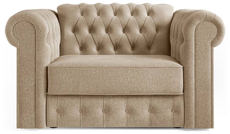 Jay-Be Chesterfield Fabric Cuddle Chair Sofa Bed -Stone