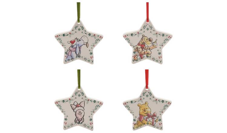 Disney Winnie The Pooh Set Of 4 Christmas Tree Decorations