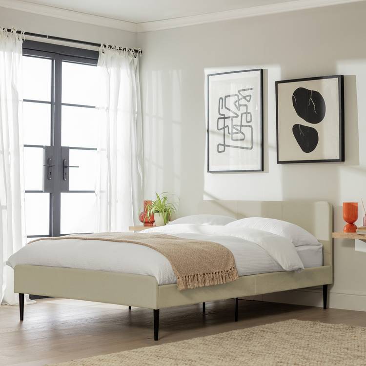 Argos Home Kristopher Double Fabric Bed Frame - Cream 0