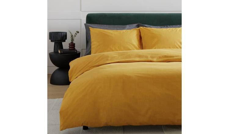 Habitat Cotton Printed Textured Mustard Bedding Set - King