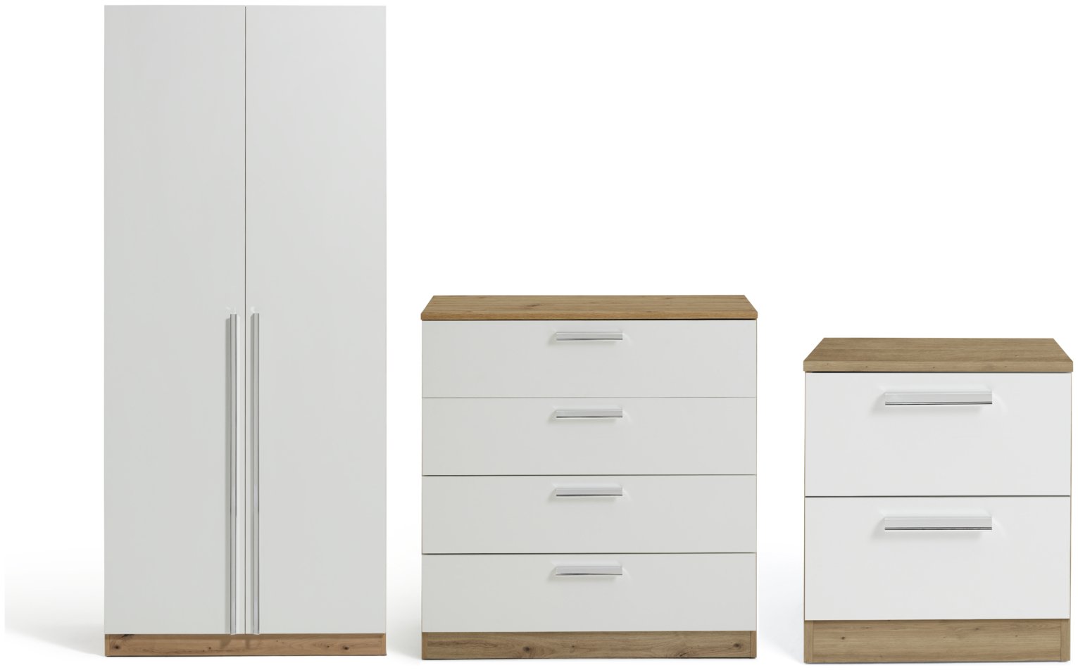 Habitat Munich 3 Piece 2 Door Wardrobe Set - White Oak