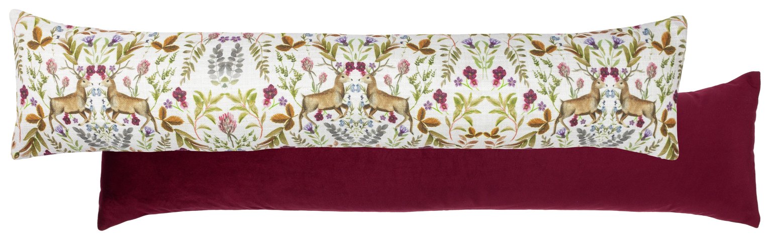 Evans Lichfield Mirror Stag Velvet Draught Excluder - Red