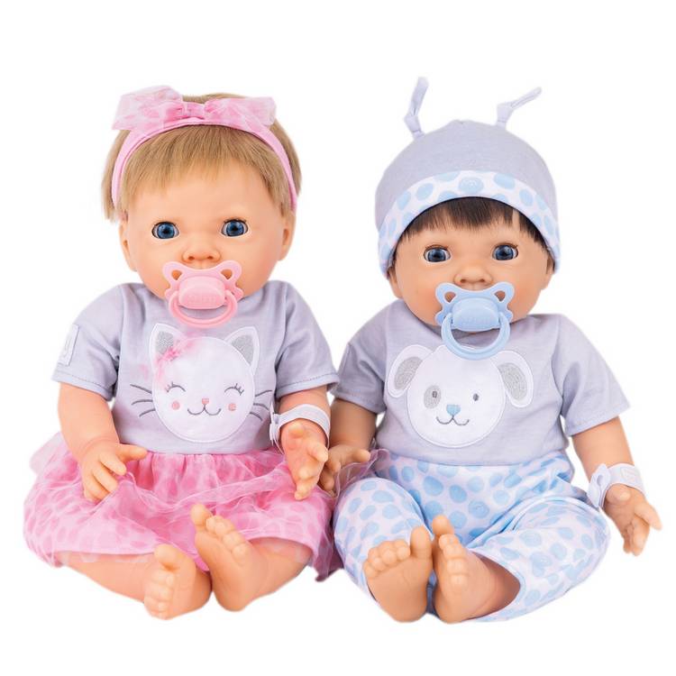 Tiny Treasures Puppy & Kitten Twin Baby Dolls Set - 44cm 0