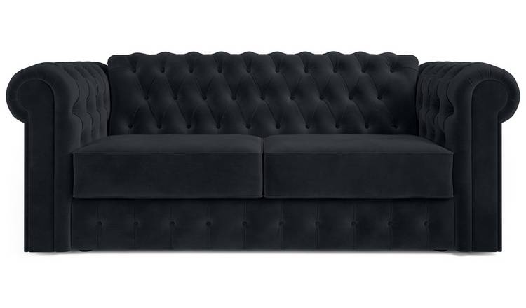 Jay-Be Chesterfield Velvet 3 Seater Sofa Bed - Charcoal