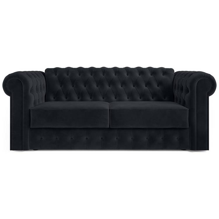 Jay-Be Chesterfield Velvet 3 Seater Sofa Bed - Charcoal 0