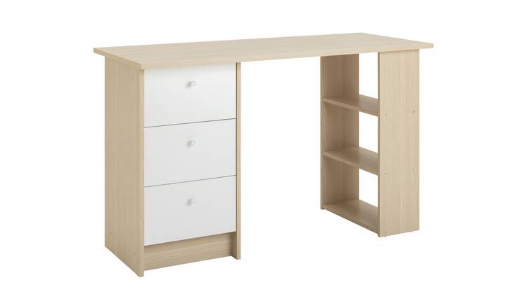 Argos Home Kids Malibu 3 Drawers Desk - White and Acacia