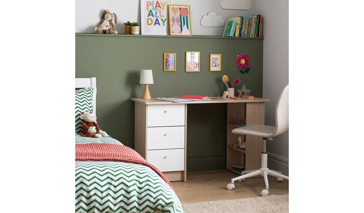 Argos Home Kids Malibu 3 Drawers Desk - White and Acacia