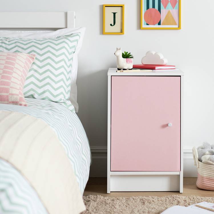 Malibu Kids 1 Door Bedside Table - Pink 0