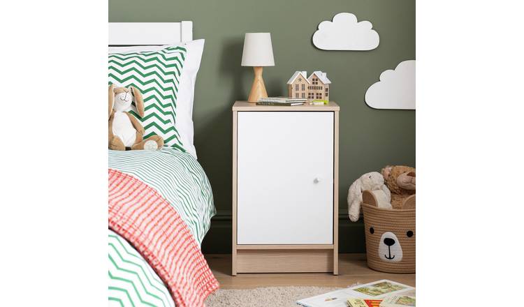 Argos Home Kids Malibu 1 Door Bedside Table - White & Acacia