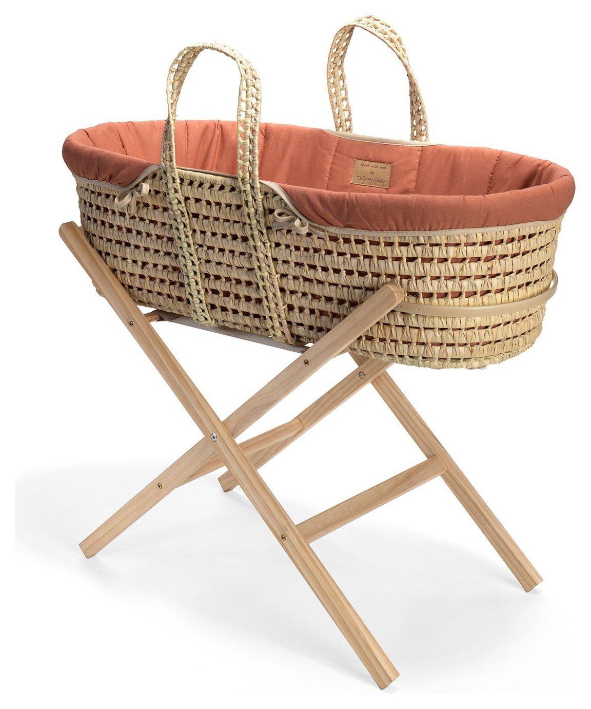 Clair de Lune Rust Organic Moses Basket With Stand