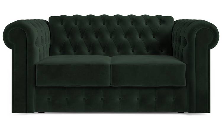 Jay-Be Chesterfield Velvet 2 Seater Sofa Bed - Dark Green