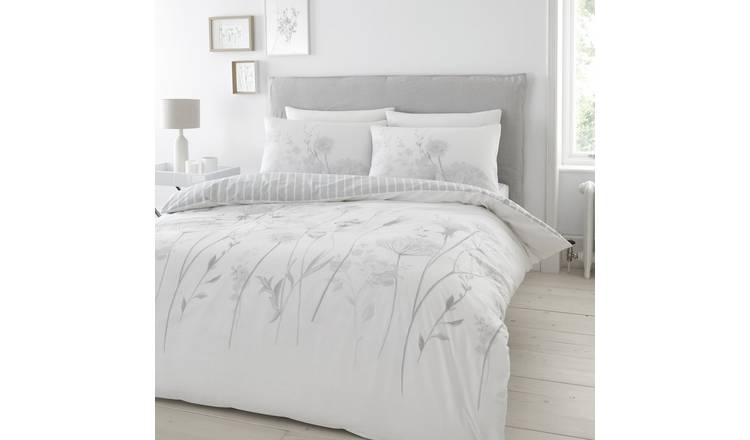 Catherine Lansfield Floral Print White Bedding Set - Double