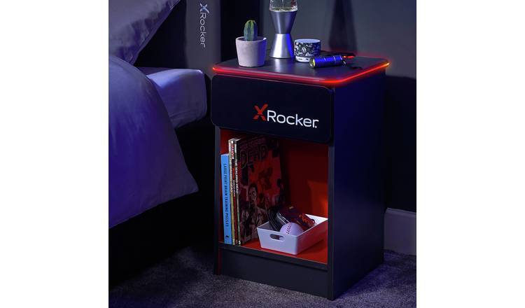 X Rocker Carbon Tek Wireless Charging Bedside Table - Black