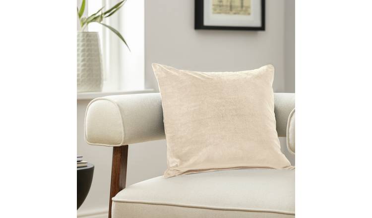 Habitat Velvet Cushion - Champagne - 43x43cm