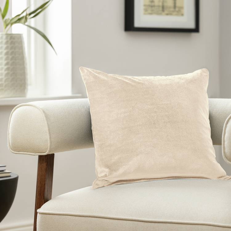 Habitat Velvet Cushion - Champagne - 43x43cm 0