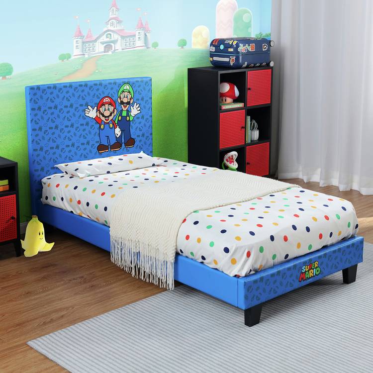 X Rocker Nintendo Luigi Single Bed Frame - Blue 0
