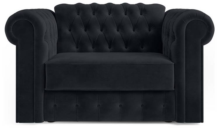 Jay-Be Chesterfield Velvet Cuddle Chair Sofa Bed - Charcoal