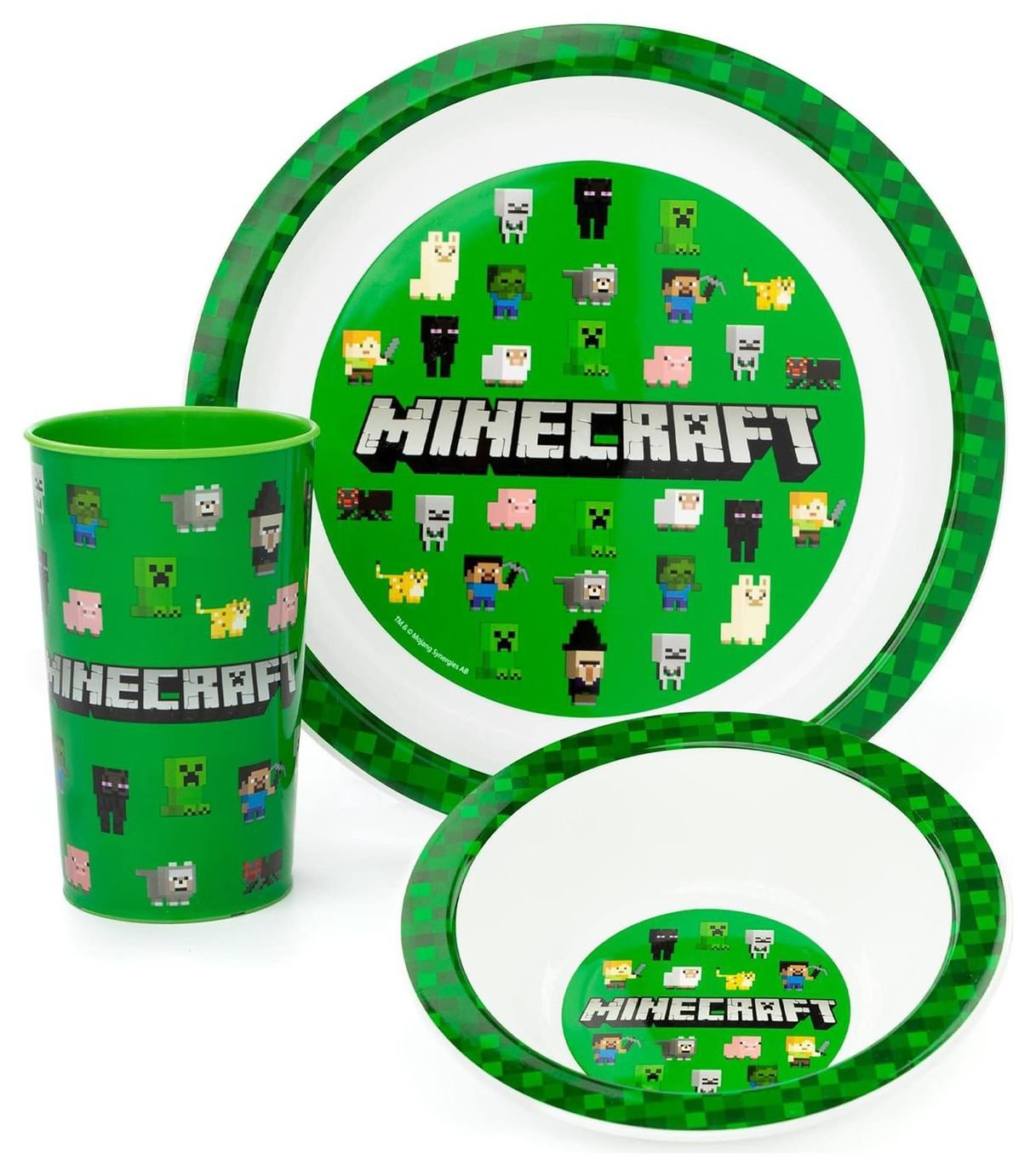 Zak Minecraft 3 Piece Polypropylene Dinnerware Set - Green