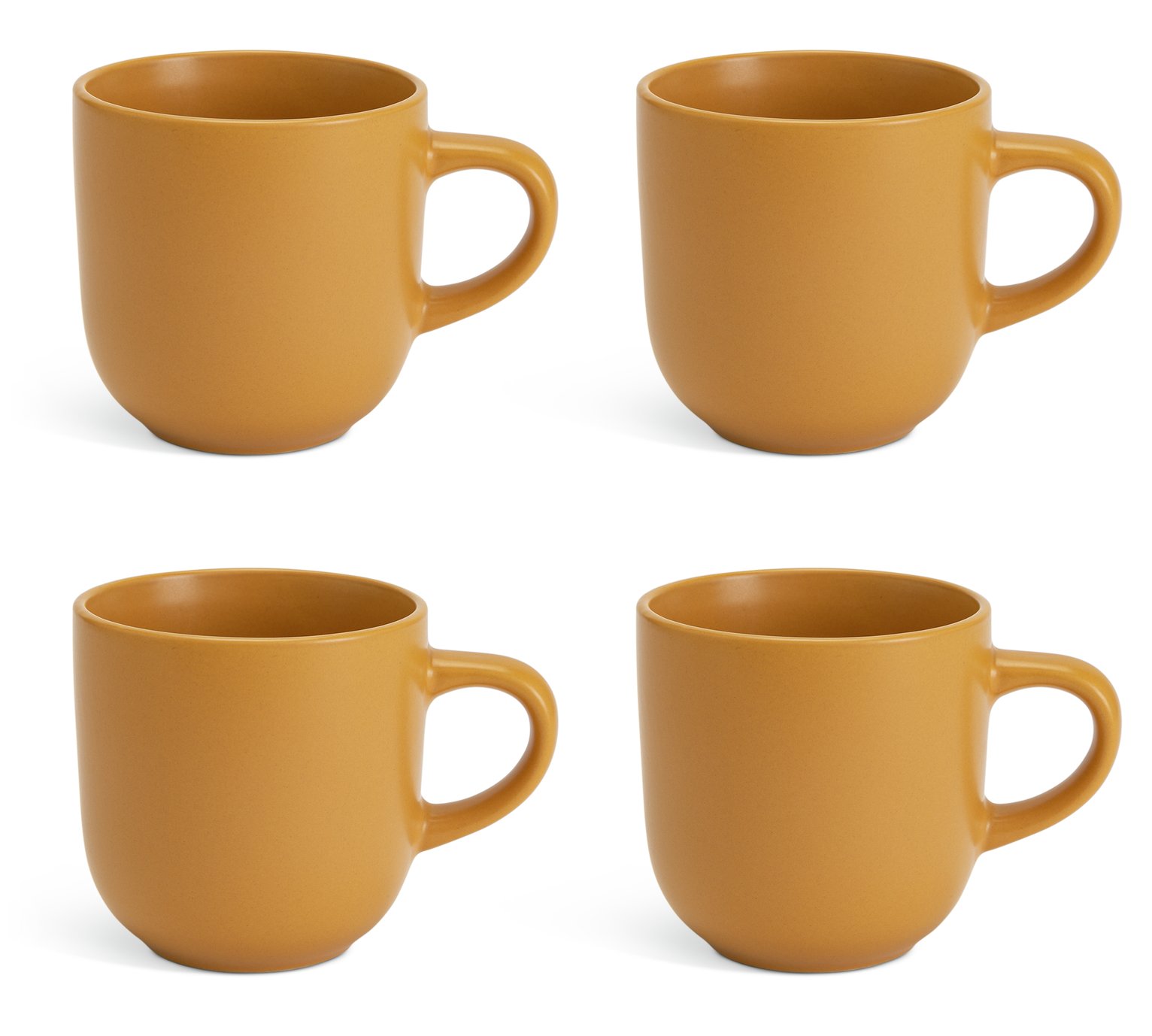 Habitat Matte Glaze Set of 4 Stoneware Mugs - Mustard