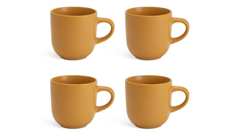 Habitat Matte Glaze Set of 4 Stoneware Mugs - Mustard