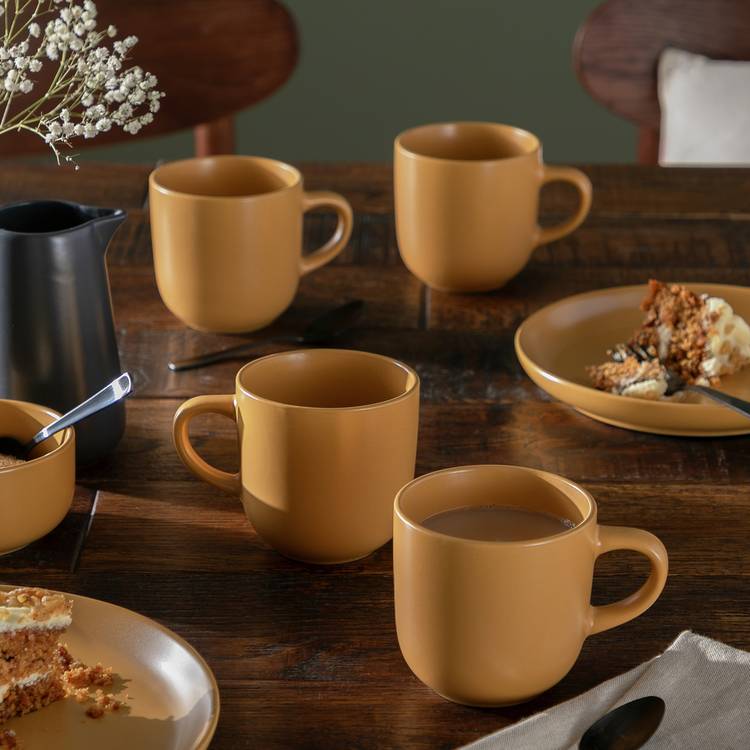 Habitat Matte Glaze Set of 4 Stoneware Mugs - Mustard 0
