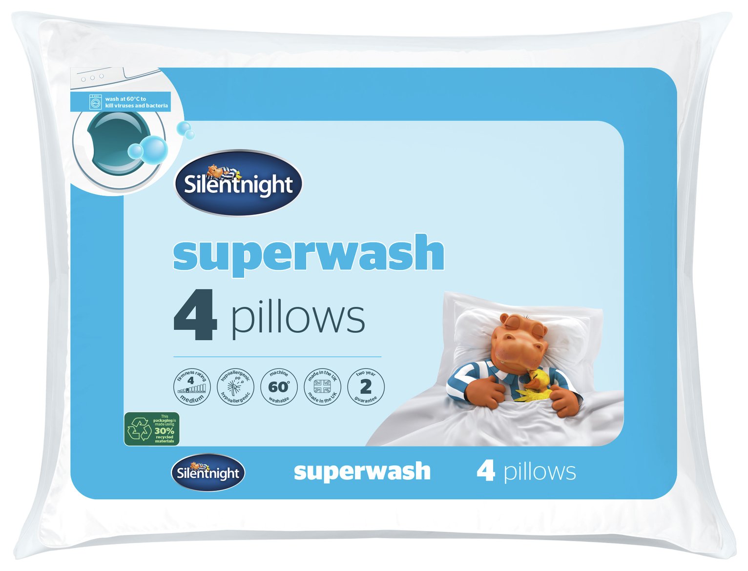 Silentnight Superwash Medium Firm Pillows - 4 Pack