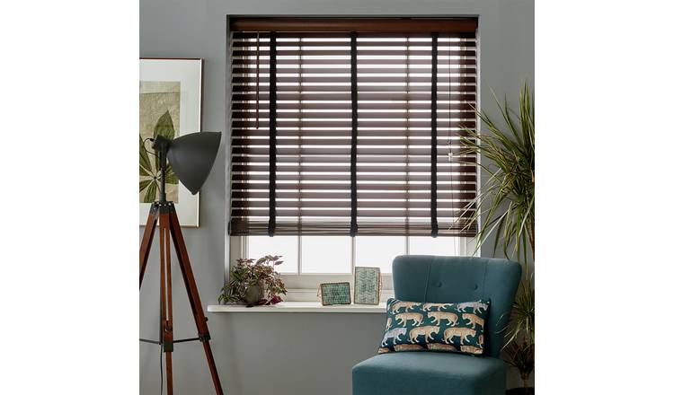 Habitat Wooden Dark Brown Venetian Tape Blind - 120cm