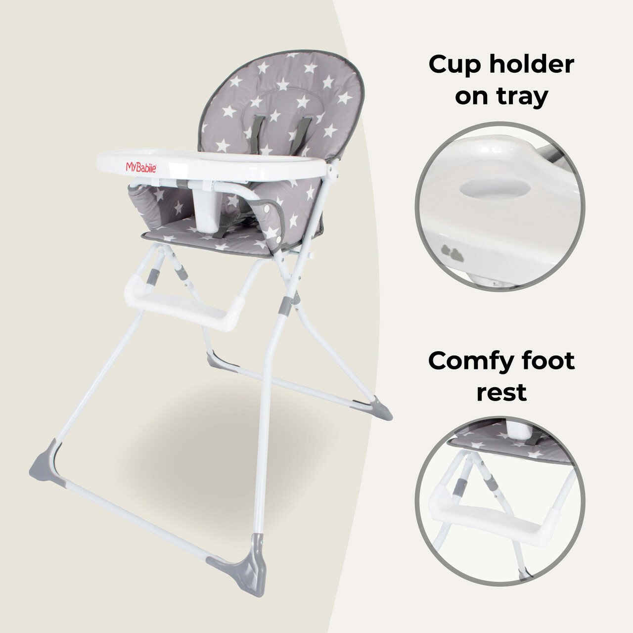 my babiie grey stars compact highchair