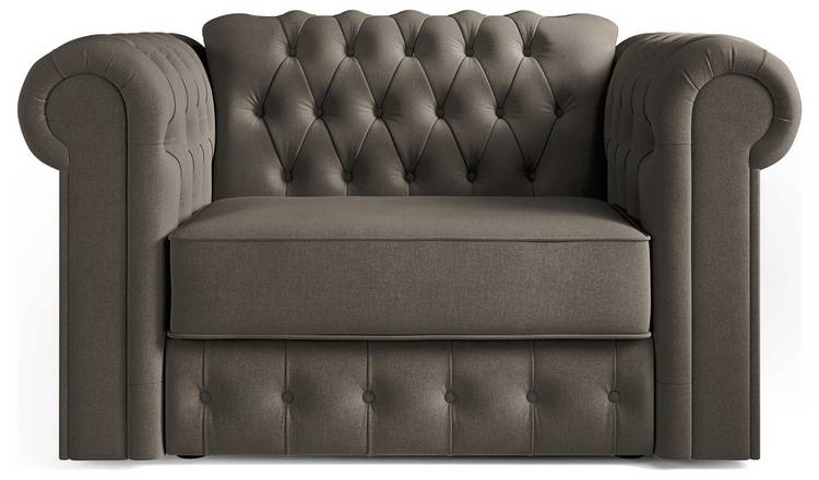 Jay-Be Chesterfield Fabric Chair Cuddle Sofa Bed - Pewter