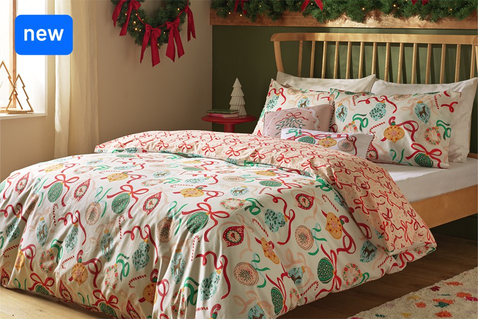 Festive bedding. Wrap yourself in comfort and holiday cheer.