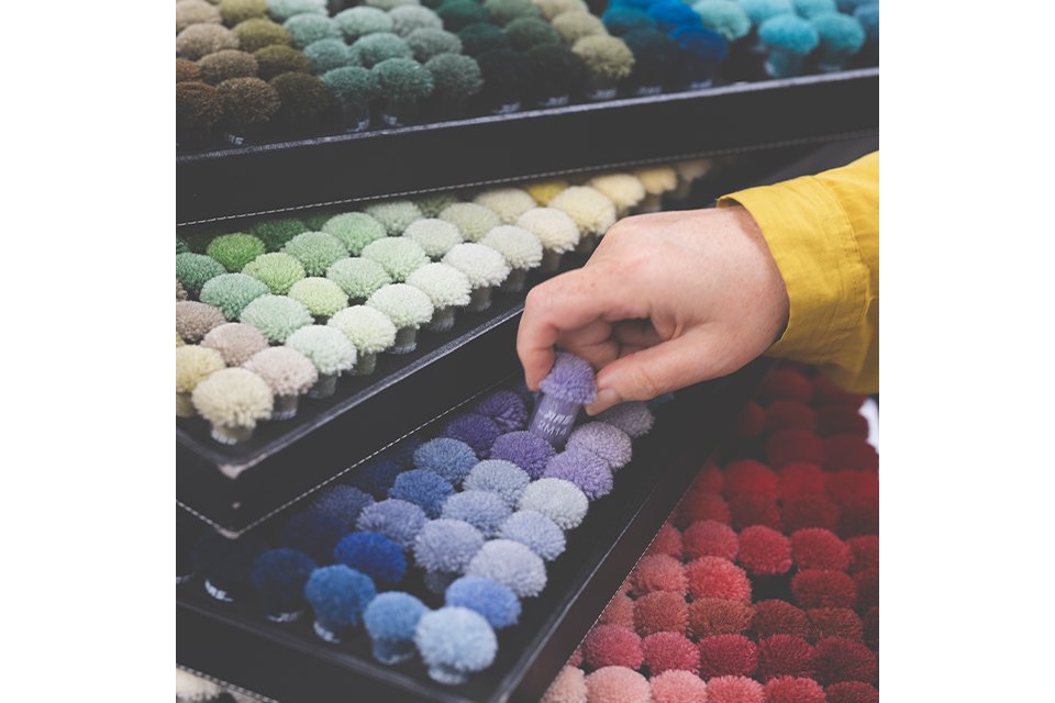 Maro in the studio working on the Margo Selby collection.