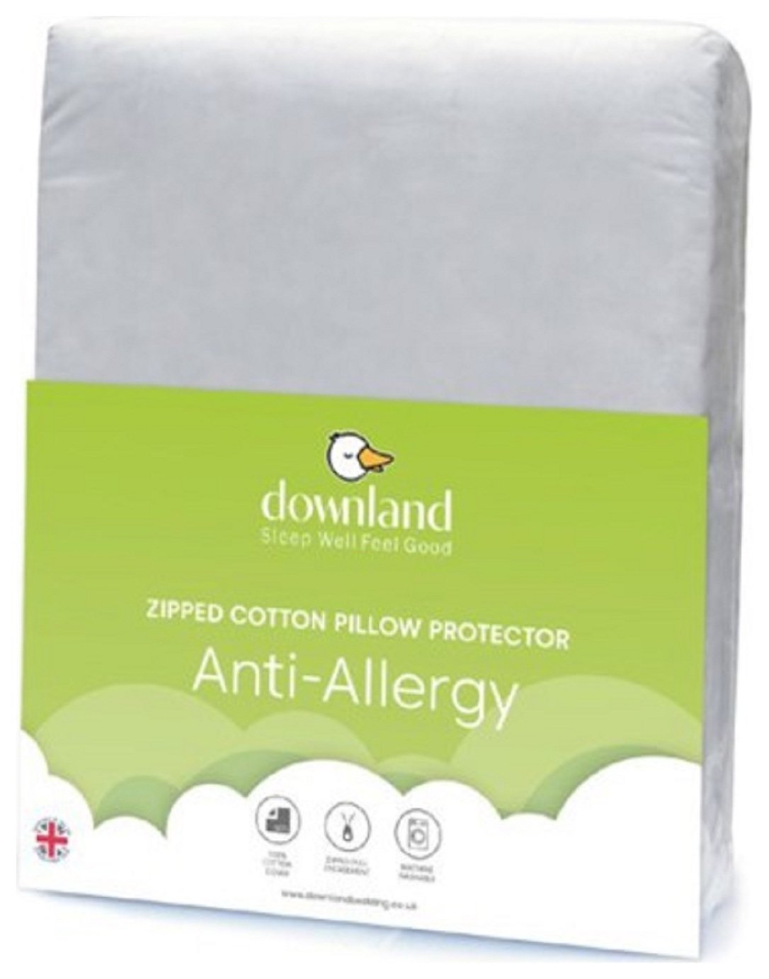 Downland Anti Allergy Zipped Pillow Protector - 2 Pack