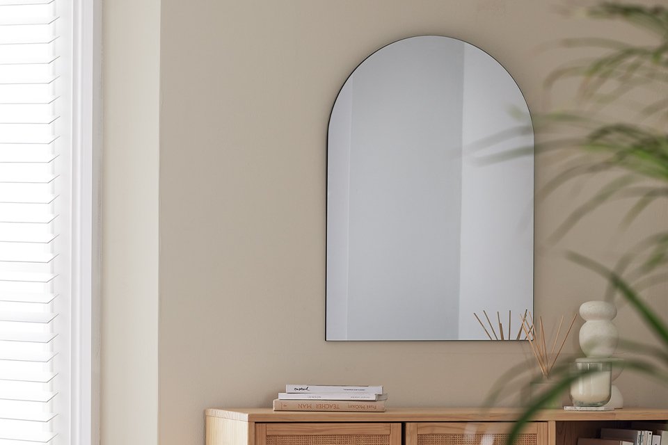 Habitat Black Frameless Arch Wall Mirror.