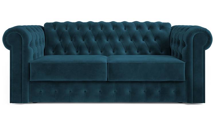 Jay-Be Chesterfield Velvet 3 Seater Sofa Bed - Ink Blue