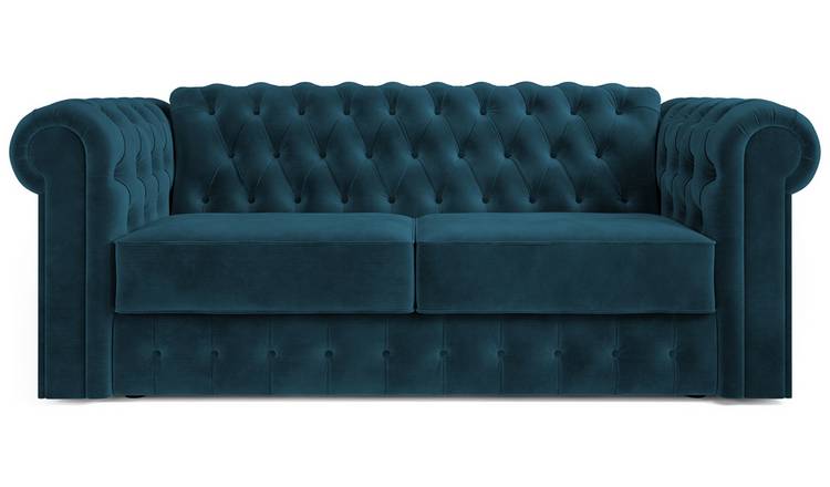 Jay-Be Chesterfield Velvet 3 Seater Sofa Bed - Ink Blue