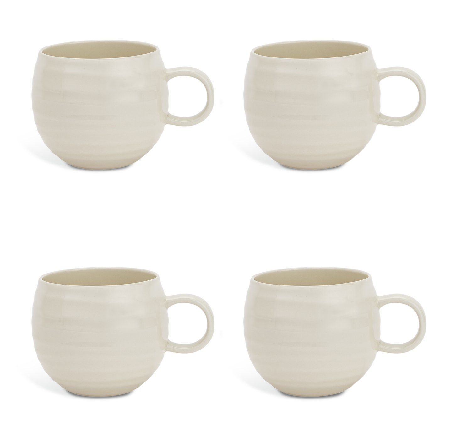 Habitat Ripple Set of 4 Stoneware Mugs - Cream