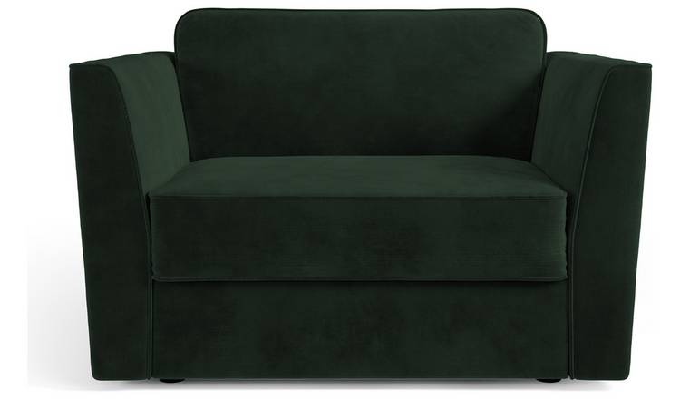 Jay-Be Elegance Velvet Cuddle Chair Sofa Bed - Dark Green