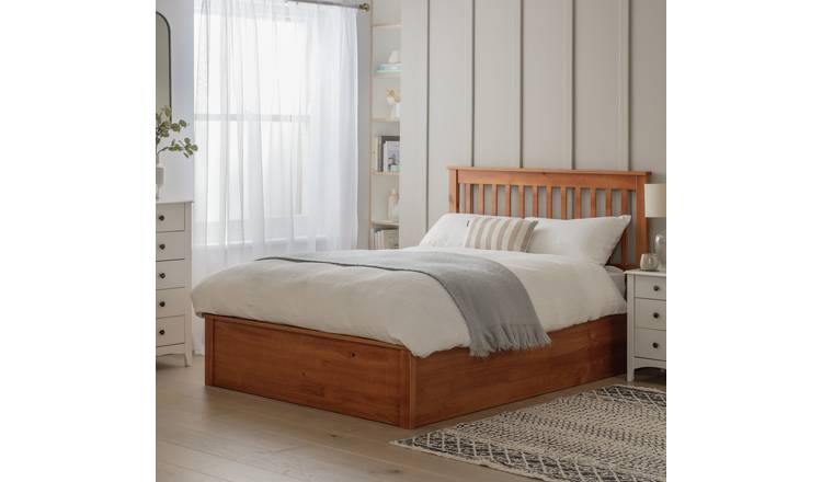 Argos Home Aspley Kingsize Wooden Ottoman - Oak Stain