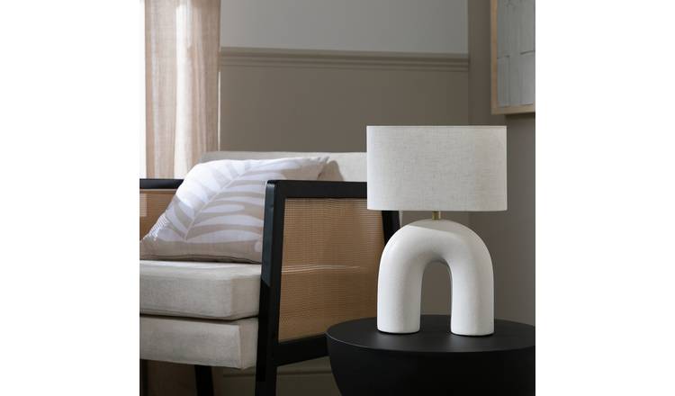 Habitat Wishbone 37cm Ceramic Table Lamp - White & Cream