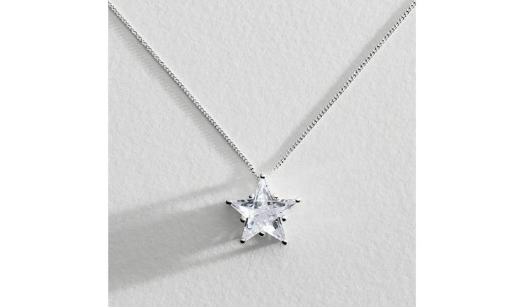 Buy Revere Sterling Silver Cubic Zirconia Star Pendant Necklace