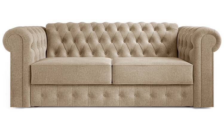 Jay-Be Chesterfield Fabric 3 Seater Sofa Bed - Stone