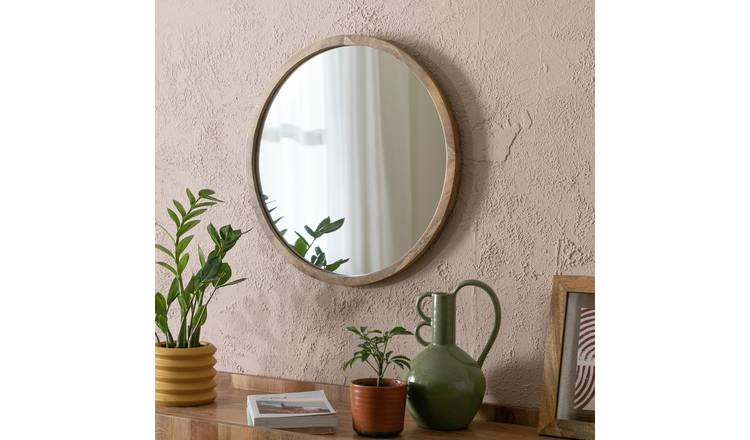 Habitat Mango Wood Round Wall Mirror - 50x50cm