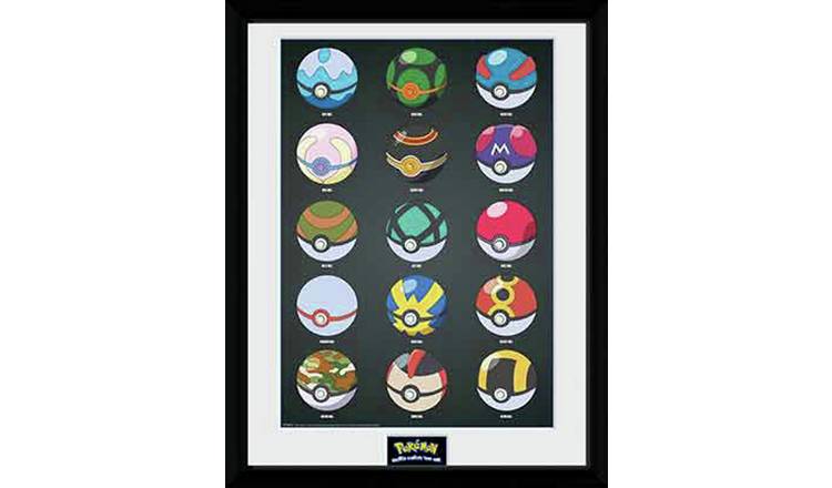 Buy Pokémon Pokeballs Framed Wall Print - 40x30cm | Wall art and prints ...