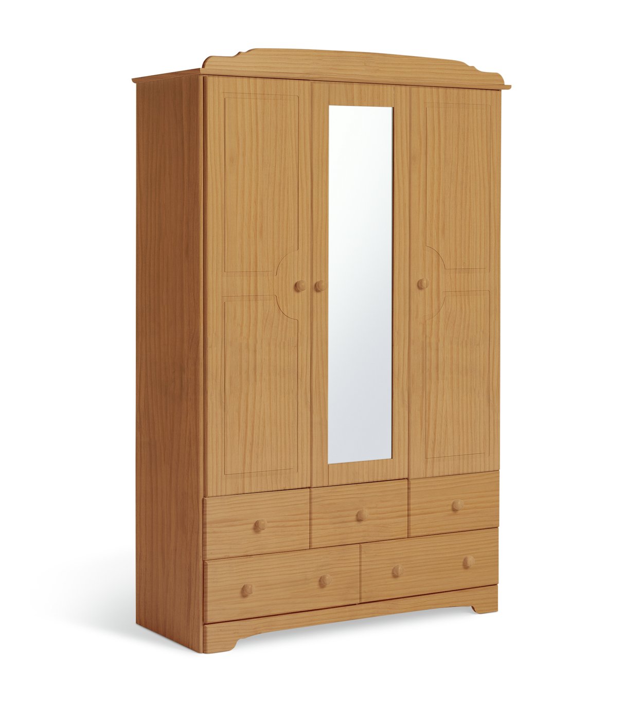 Argos Home Nordic 3 Door 5 Drawer Mirror Wardrobe - Pine