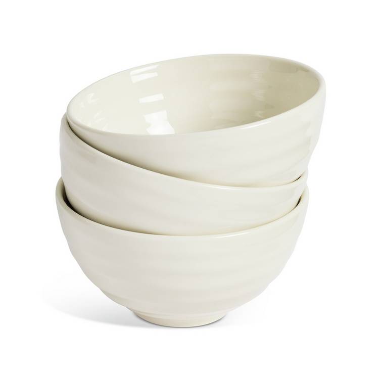 Habitat Ripple 3 Piece Stoneware Nibble Bowls - Cream 0